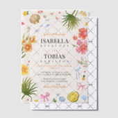 Tropical Floral & Shell Coastal Vellum Wedding Vellum Uitnodigingen (Offset (Uitnodiging))
