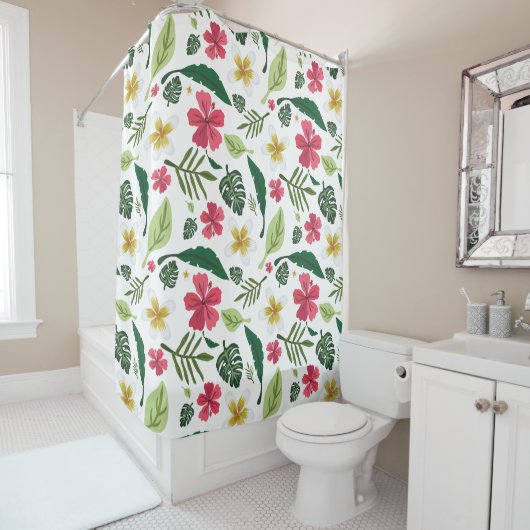 Tropical Floral Shower Curtain Douchegordijn (In situ)