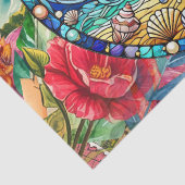 Tropical Floral Stained Glass Sun Face Decoupage Tissuepapier (Detail)