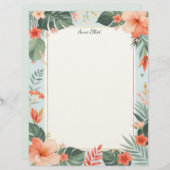Tropical Floral Stationery Paper Briefhoofd (Voorkant / Achterkant)