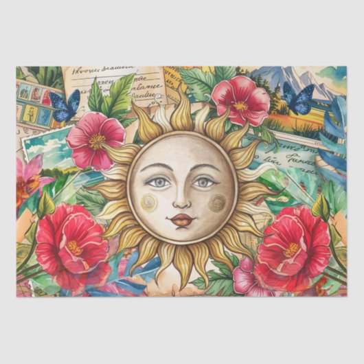 Tropical Floral Sun Face Decoupage Tissuepapier (Voorkant)