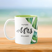 Tropical Floral Waterverf Future Mrs. Calligraphy Tweekleurige Koffiemok