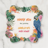 Tropical Floral Waterverf Oerwoud Baby shower Bedankjes Labels (Voorkant)