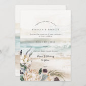 Tropical Florals Protea Beach bruiloft uitnodiging (Voorkant / Achterkant)