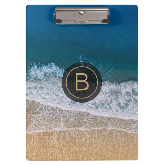 Tropical Florida Beach Turquoise Zee Golden Monogr Klembord (Voorkant)
