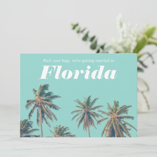 Tropical Florida Beach Wedding Photo Save the Date (Staand voorkant)