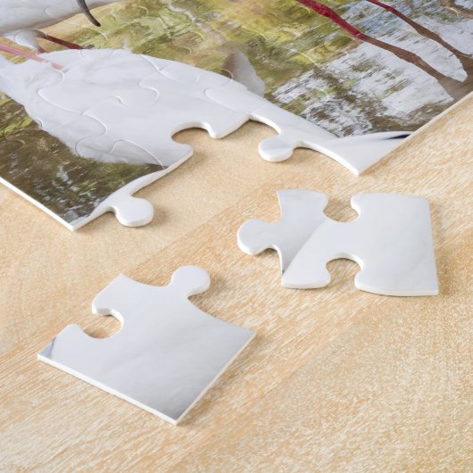 Tropical Florida Pink Flamingos Schilderachtig Legpuzzel (Zijkant)