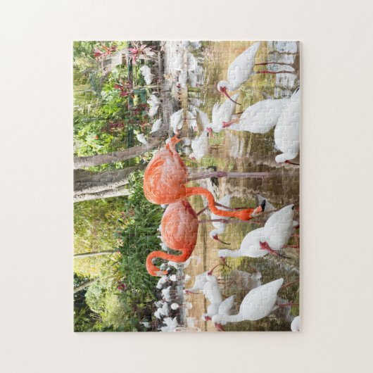 Tropical Florida Pink Flamingos Schilderachtig Legpuzzel (Verticaal)
