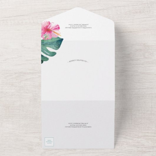 Tropical Flower 50th Wedding Jubileum All In One Uitnodiging (Buitenkant)