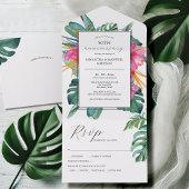 Tropical Flower 50th Wedding Jubileum All In One Uitnodiging