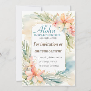 Tropical Flower Beach Invitation Sjabloon Kaart