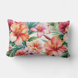 Tropical Flower Bliss Rood Roze Sinaasappel Sierku Kussen