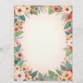 Tropical Flower Border Stationery Paper Briefhoofd (Voorkant / Achterkant)