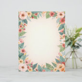 Tropical Flower Border Stationery Paper Briefhoofd (Staand voorkant)