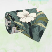 Tropical Flower Chinoiserie Asian Dusty Teal Print Stropdas