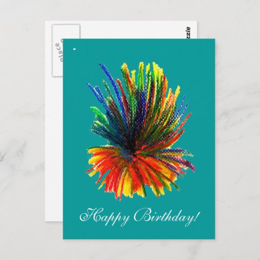 Tropical Flower Happy Birthday Kaart (Voorkant / Achterkant)