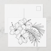 Tropical Flower Line Art Briefkaart (Voorkant / Achterkant)