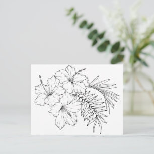 Tropical Flower Line Art Briefkaart
