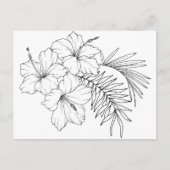 Tropical Flower Line Art Briefkaart (Voorkant)