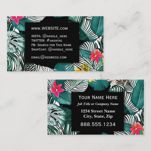 Tropical Flower Oerwoud Leaf Professional Executiv Visitekaartje (Voorkant / Achterkant)