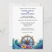 Tropical Flower Sailing Wheel Nautical Wedding Kaart (Voorkant)