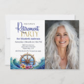 Tropical Flower Sailing Wheel Retirement Party Kaart (Voorkant)