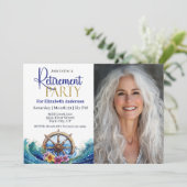 Tropical Flower Sailing Wheel Retirement Party Kaart (Staand voorkant)