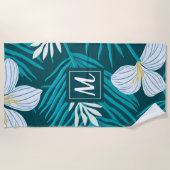 Tropical Flower Script Monogram Strandlaken (Voorkant)