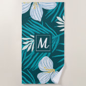 Tropical Flower Script Monogram Strandlaken (Voorkant)