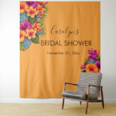 Tropical Flower Vrijgezellenfeest fotocabine achte Wandkleed (In situ)