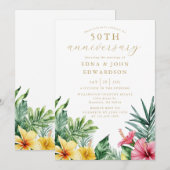 Tropical Flowers 50ste bruiloft Jubileum Kaart (Voorkant / Achterkant)