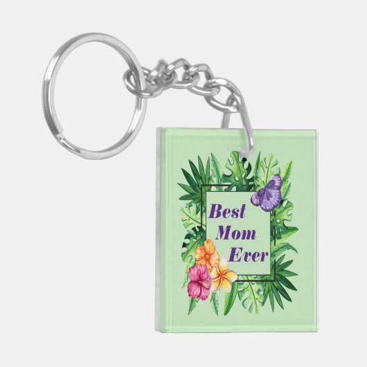 Tropical Flowers Acryl Sleutelhanger (Voorkant Links)