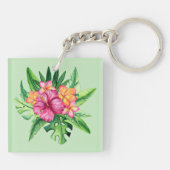 Tropical Flowers Acryl Sleutelhanger (Achterkant)