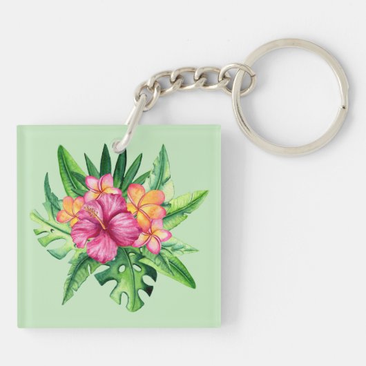 Tropical Flowers Acryl Sleutelhanger (Achterkant)