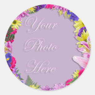 Tropical Flowers Afbeelding Lijst, Strand bruiloft Ronde Sticker