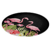 Tropical Flowers And Flamingos Snijplank (Hoek)