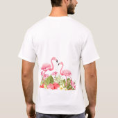 Tropical Flowers And Flamingos T-shirt (Achterkant)