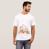 Tropical Flowers And Flamingos T-shirt (Voorkant volledig)