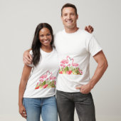 Tropical Flowers And Flamingos T-shirt (Unisex)