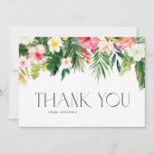 Tropical Flowers and Greenery Zomer Baby shower Bedankkaart (Voorkant)