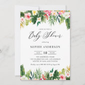 Tropical Flowers and Greenery Zomer Baby shower Kaart (Voorkant)