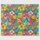 Tropical Flowers and Leaves Pattern Cadeaupapier (Vlak)