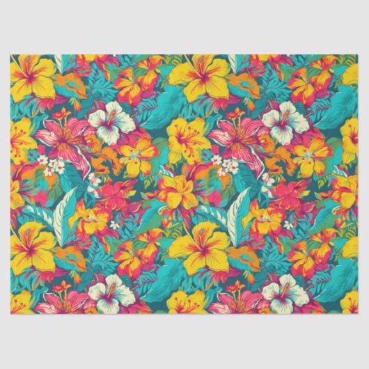 Tropical Flowers and Leaves Pattern Tissuepapier (Voorkant)