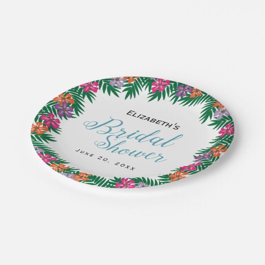 Tropical Flowers and Palm Branches Vrijgezellenfee Papieren Bordje (Gekanteld)