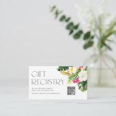 Tropical Flowers Baby shower QR Code Registry Informatiekaartje (Staand voorkant)