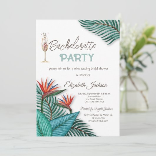 Tropical Flowers Bachelorette Kaart (Staand voorkant)