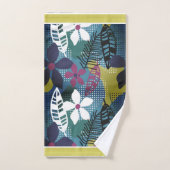 Tropical Flowers Blauwgroen, Goud, Burgandy, Zwart Bad Handdoek (Handdoek)