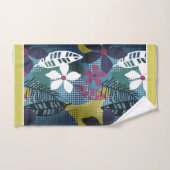 Tropical Flowers Blauwgroen, Goud, Burgandy, Zwart Bad Handdoek (Handdoek)