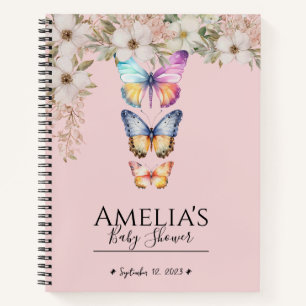 Tropical Flowers Butterfly Baby shower Gastenboek Notitieboek