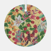 Tropical Flowers Cherry: Waterverf Naadloze Patte Glas Ornament (Achterkant)